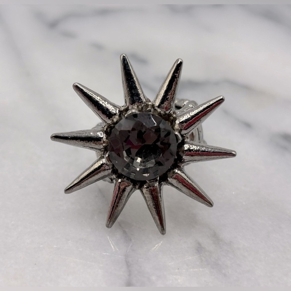 Gothic Grunge Sun Moon‎ Spike Modern Space Jewelry Crystal Spike Ring - Picture 4 of 7